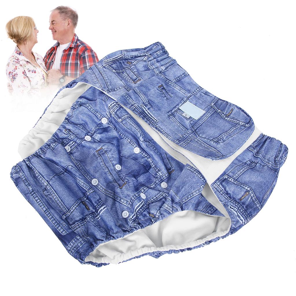Windel für Erwachsene, verstellbar, waschbar, für ältere Menschen, wiederverwendbar, Inkontinenz-Windelhose, A09 Denim