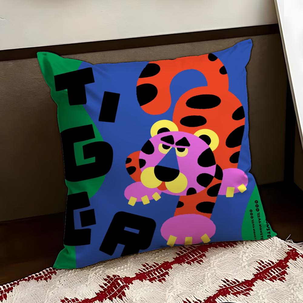 Chinese Zodiac Print Cushion Cover Reversible Soft Durable Pillow Cover Home  Car MultiScene Use for Daily Comfort