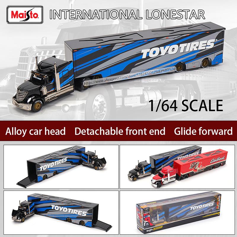 AAZW1 Maisto 1:64 1993 454 INTERNATIONAL LONESTAR Transport Casting Manufacturing Trailer Model Simulation Model Alloy Car Collection
