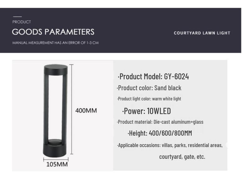 Waterproof LED Outdoor Garden Courtyard Light - Minimalist Design