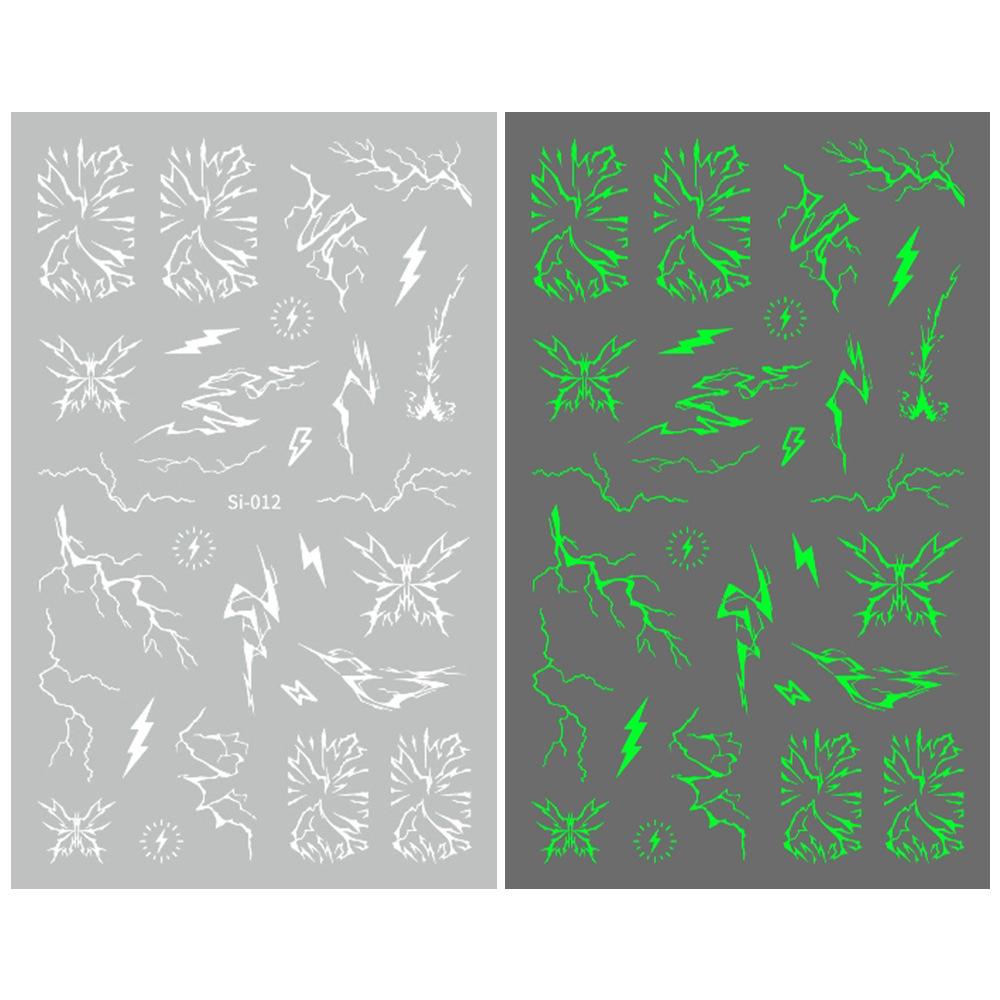 2026 Luminous Green & Blue Nail Stickers for Professional Salons - White-Enhancing Style