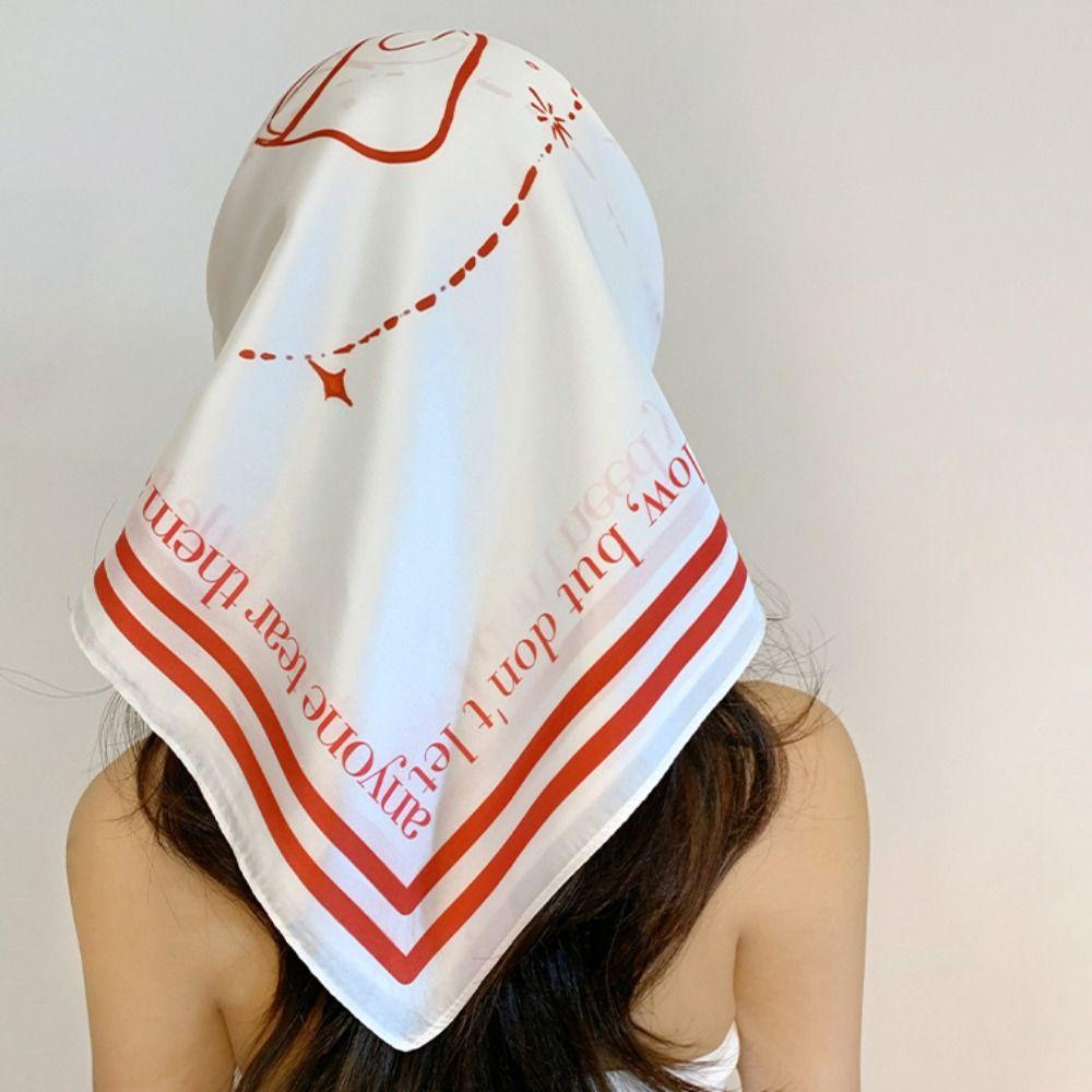 Bow Y2k Print Turban All-match Small Square Scarf Exquisite Printed Headscarf  Outdoor