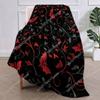 Enchanted Autumn Leaves Fleece Blanket Gifts Elegant Red Black Bat Design Cozy Throw Custom Blankets Halloween Custom Blankets