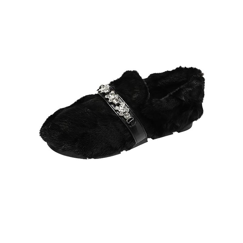 Fashion Fur Women Cotton Shoes Leopard Flats Short Plush Fashion Boots Winter Warm Loafer Shoes 2025 Cozy Dress Casual Chaussure Femme