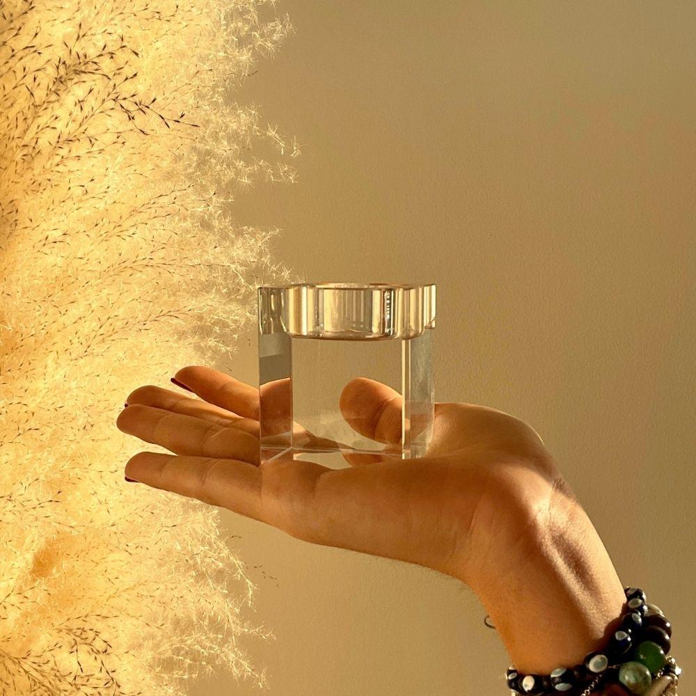 Bougeoir en verre cristal