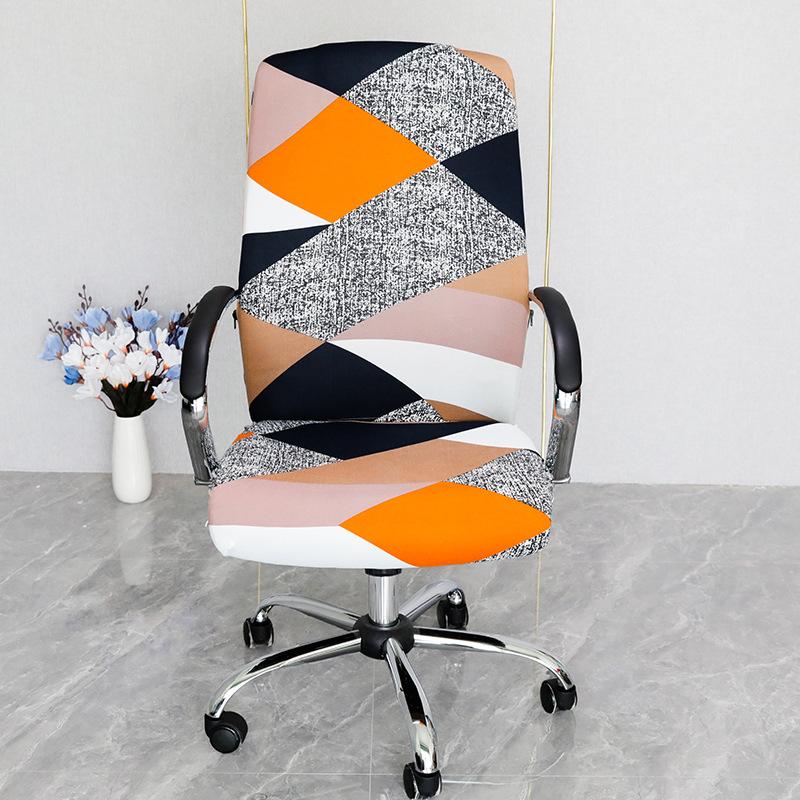 Stretch Spandex Printed Milk Silk Office Chair Cover with Zipper Removable Anti-dirty Computer Rotating Chair Protector