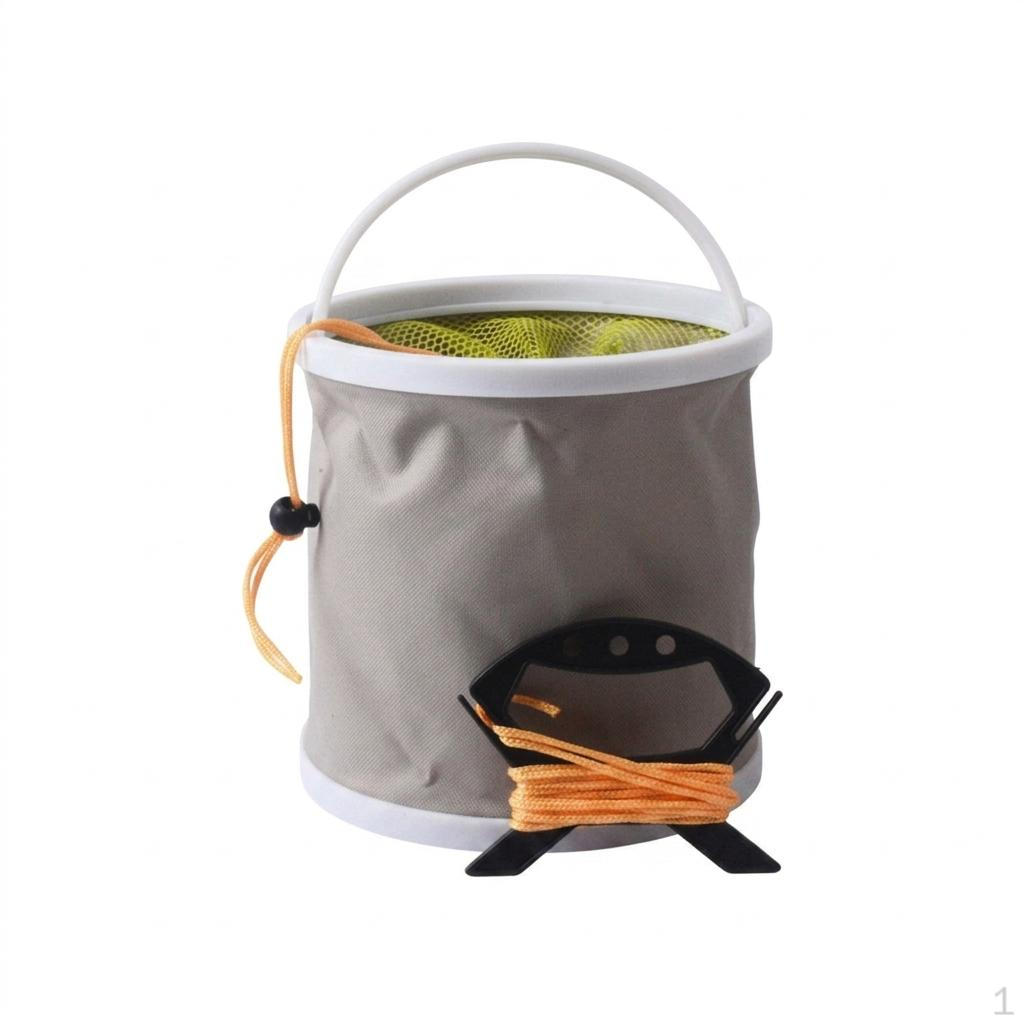 Foldable Fishing Bucket, Folding Bucket with Rope, Dark Textile, for Carp Anglers