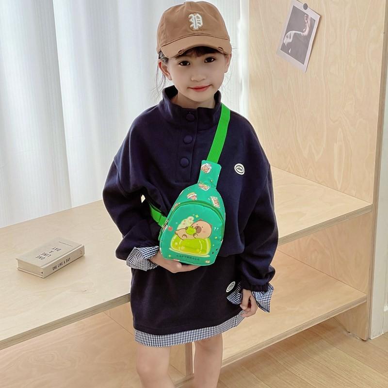 Cartoon Capybara Kids Pattern Single Shoulder Crossbody Chest Bag Gift Fashion