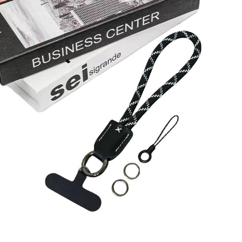 Premium Braided Lanyard With Leather Accent, Nylon Wrist Strap, Outdoor Anti-Lost Keychain, Secure Phone Tether With Clip Decora