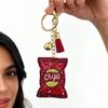 Rhinestone Potato Chip Keychain with Tassel – Fashionable Bag Charm for Girls
