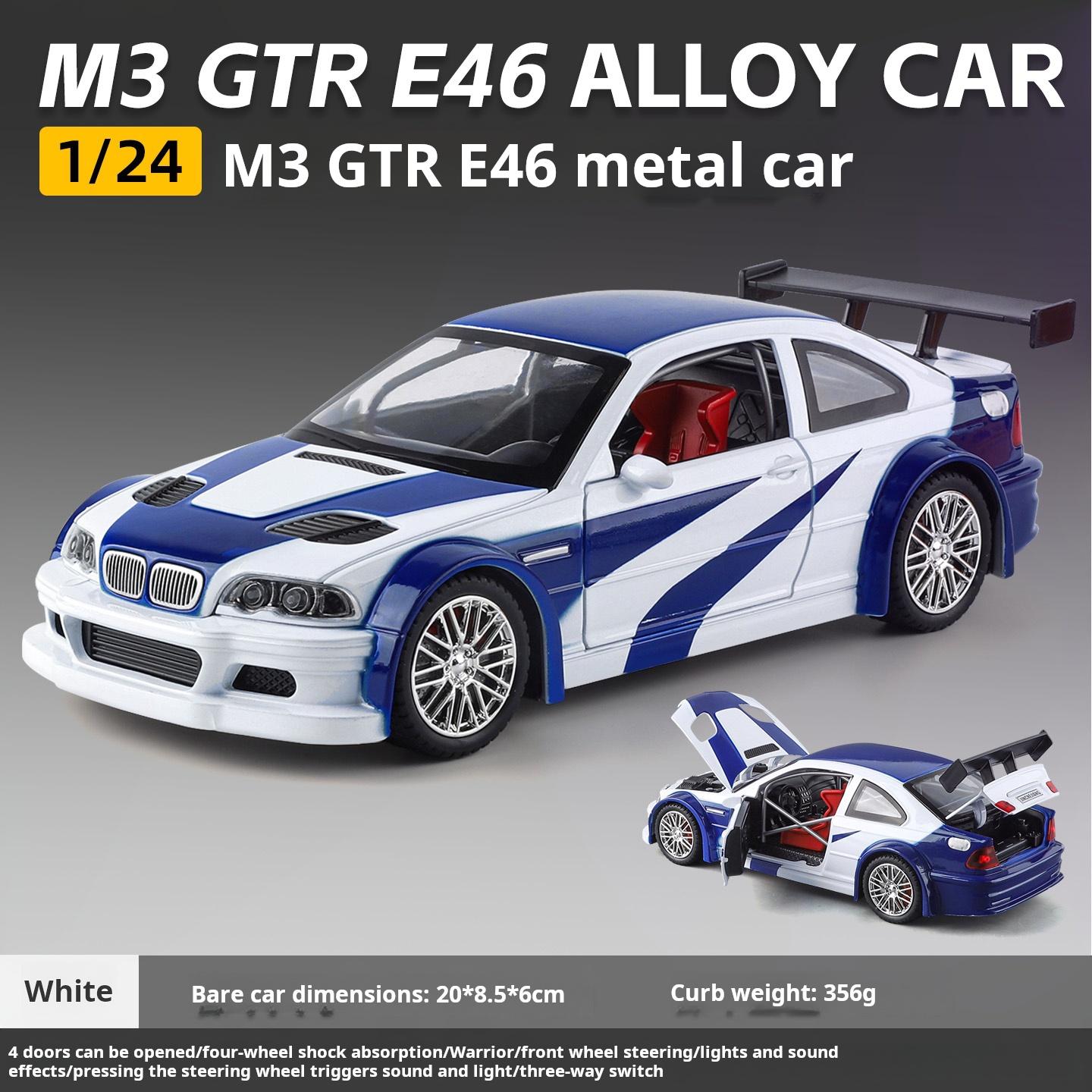 

1:24 M3 GTR E46 Обмежена серія Легкосплавний Симуляція Спортивний Перегоновий Автомобіль Модель Колекція Прикраса Відтягни Назад білий