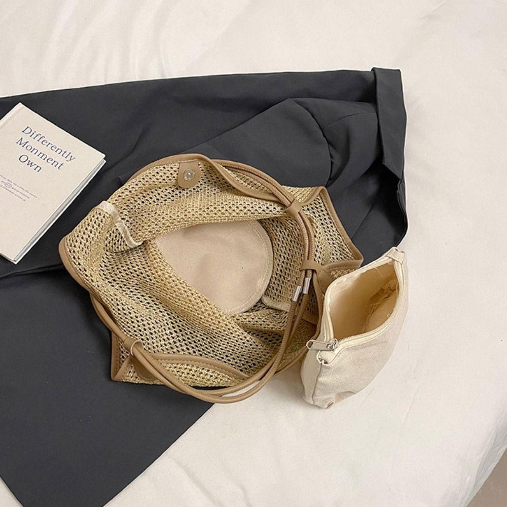 Hollow Out Bohemian Beach Bag Parent Shoulder Bag Hollow Shoulder Bag Straw Woven Bag  Streetwear