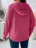Plus Size Vintage Drawstring Hooded Tshirts Womens Long Sleeve Solid Knit Casual Tops Female Simple Design Chic Streetwear Clothes 2026