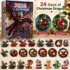 Unique Holiday Presents with Christmas Acrylic 2D Calendar 24Pcs Dragon Advent Ornament Set Tree Hanging