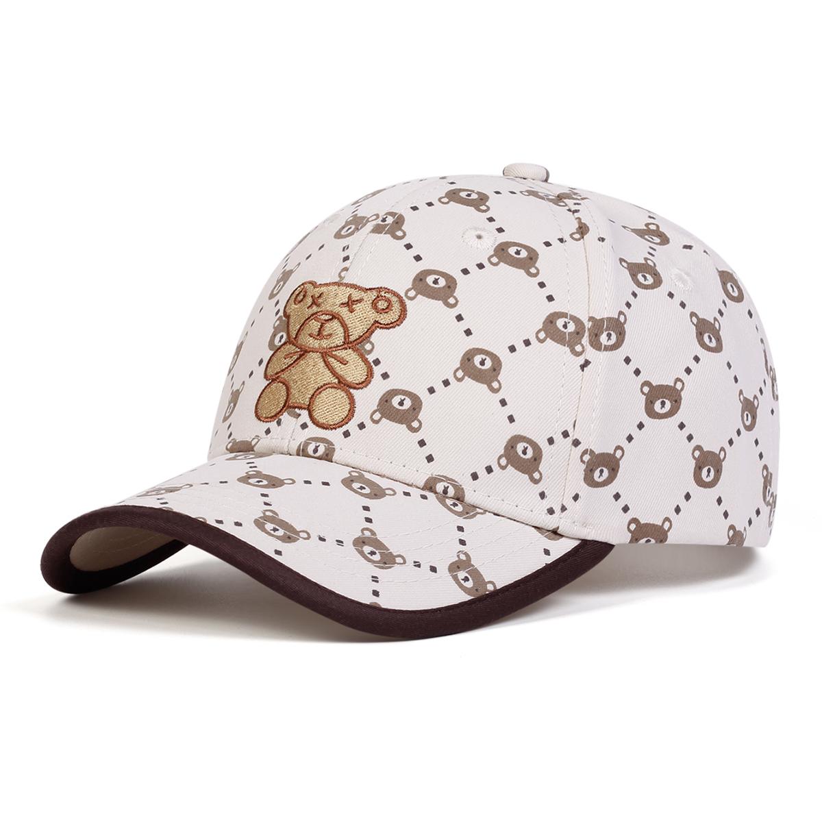 

Детские бейсболки с вышивкой в виде маленького медведя XX, весна-осень, регулируемые повседневные шляпы для мальчиков и девочек, солнцезащитная кепка для путешествий белый
