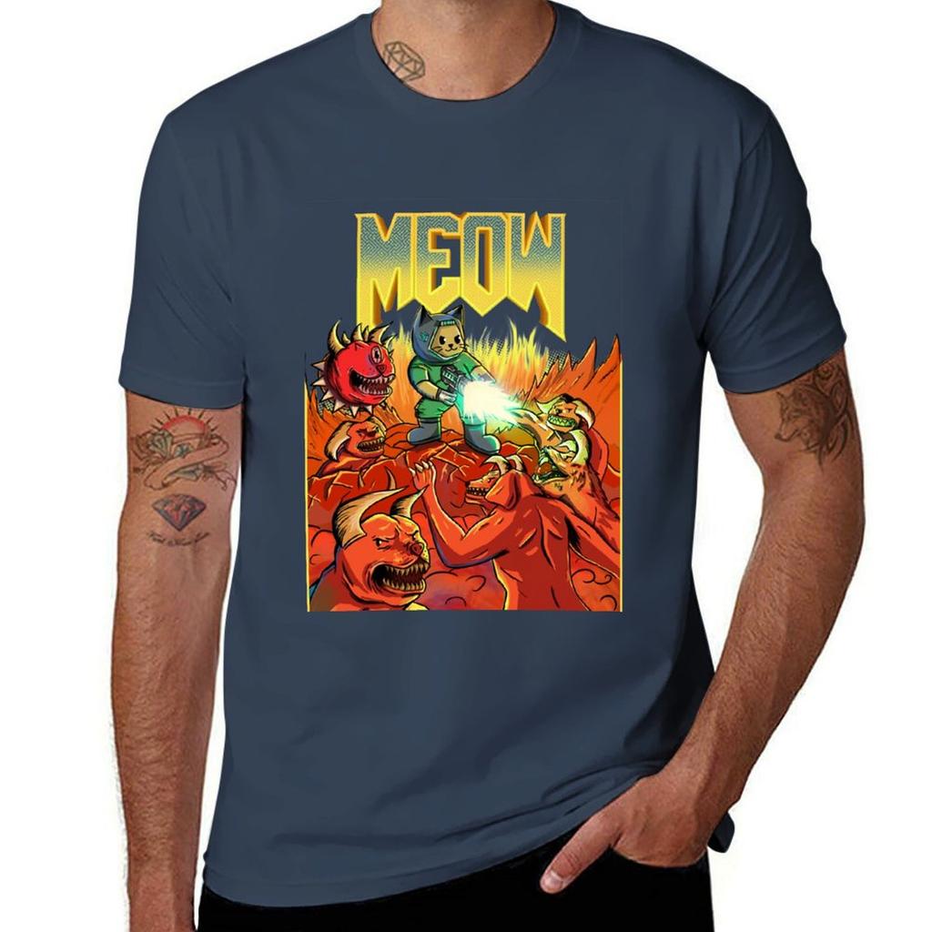 Doom Cat Gaming Design Doom Parody T-Shirt plus size tops customizeds luxury designer custom t-shirts designer t shirt men