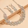 Luxury Geometric Hollow Super Flash Rhinestone Necklace Earrings Set Women'S Temperament Fashion Collarbone Chain Jewelry Women