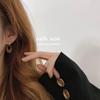 Korea Dongdaemun Nyunyu Niche Design Metal Versatile Temperament Resin Amber Ins Splicing Earrings
