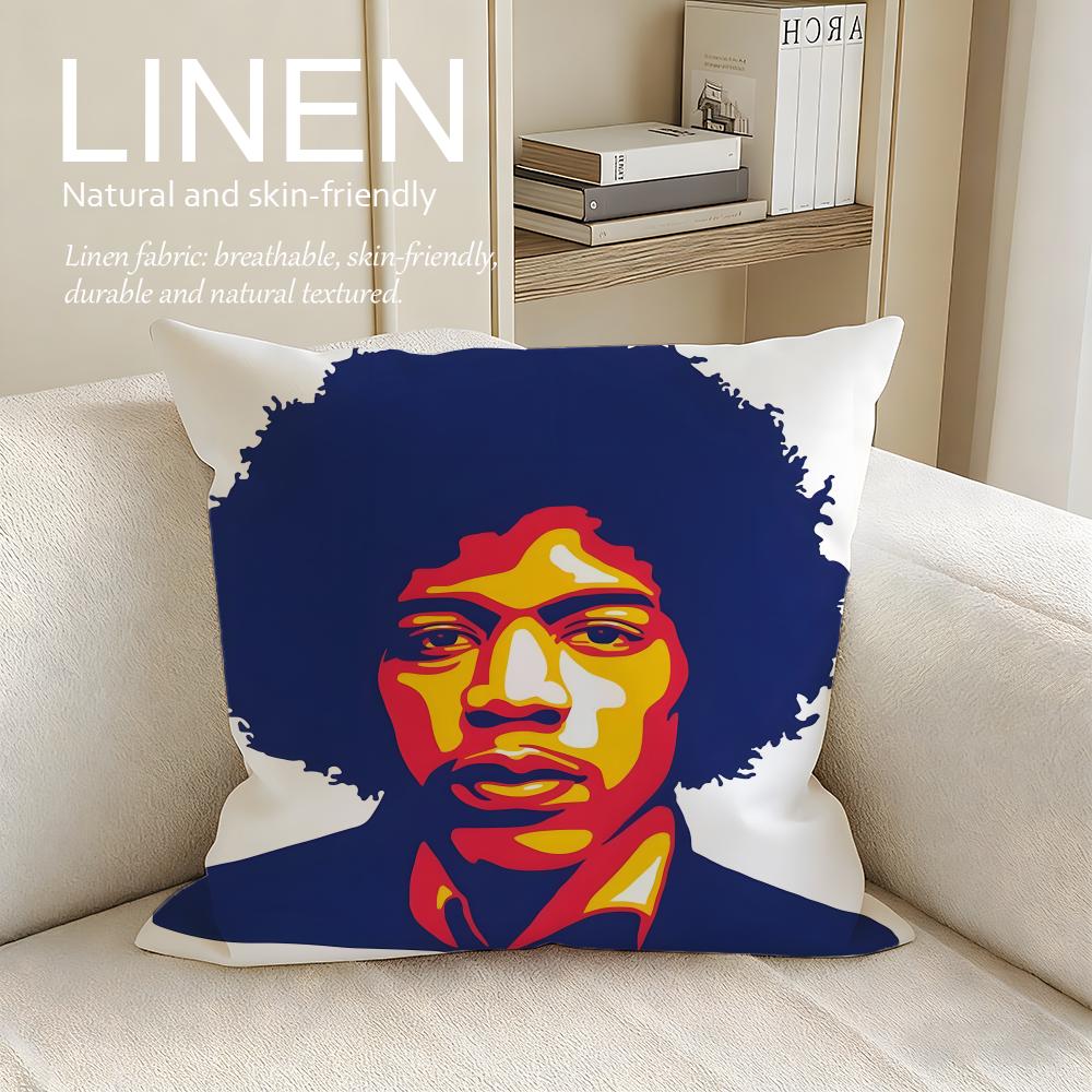 Music singer JJimi Hendrix Cushion Cover Pillowcase Set Pcs x x Breathable Washable Sofa Cushion Cover