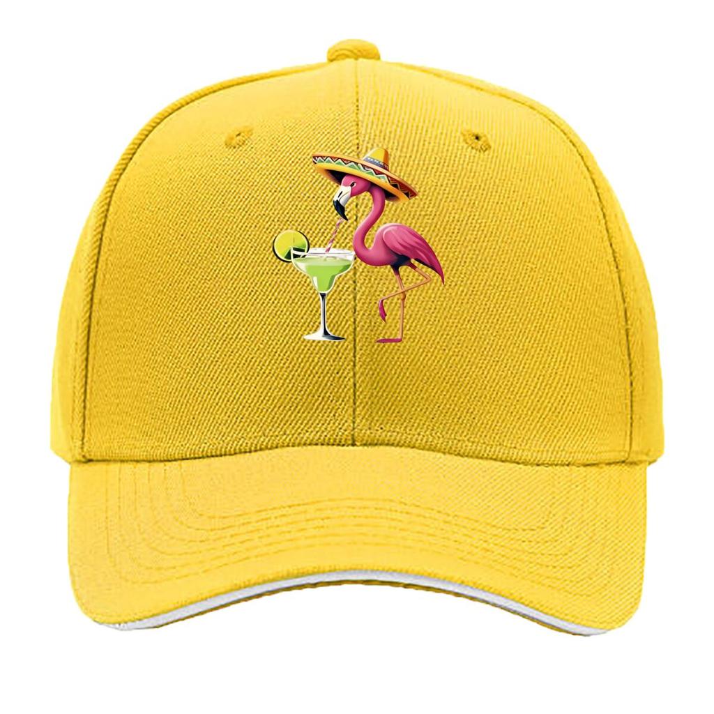 MLFO Flamingo Print Retro Adjustable Lightweight Hat Suitable for Shopping Vacation Fishing Fl Sandwich Baseball Cap