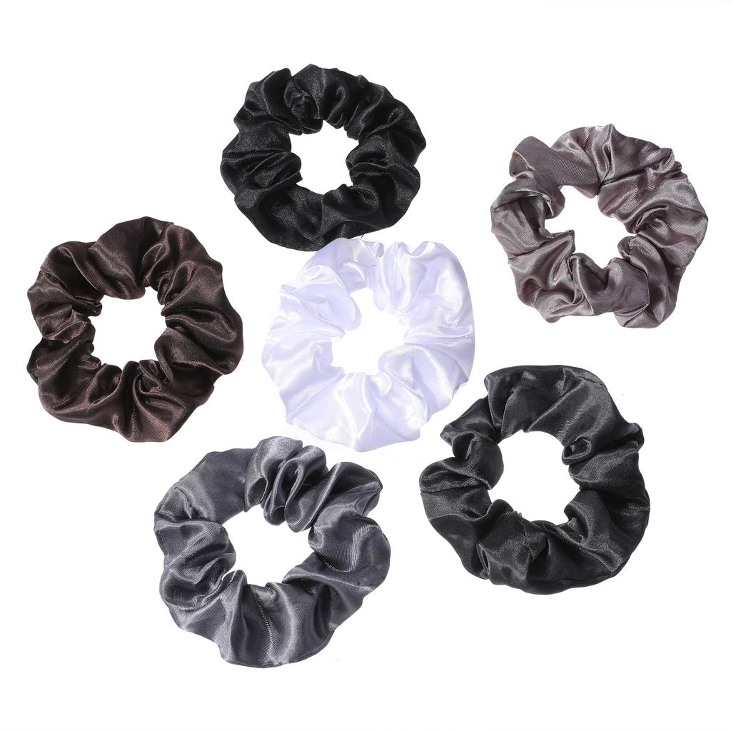6-częściowy damski gładki satynowy duży scrunchie codzienny prosty atmosferyczny zestaw