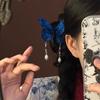 Handmade Antique Style Blue Butterfly Embroidered Hairpin Chinese Hanfu Accessory Hairpin Ancient Style Side Hairpin Headwear