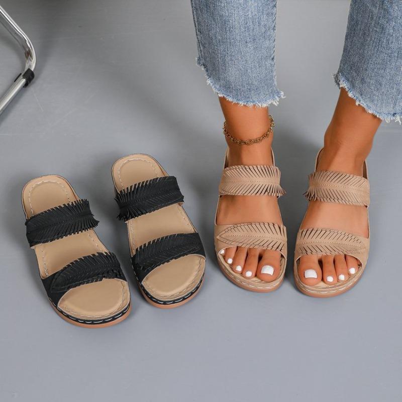 Summer fashion large size flat sandals design sense seaside beach sandals women's shoes