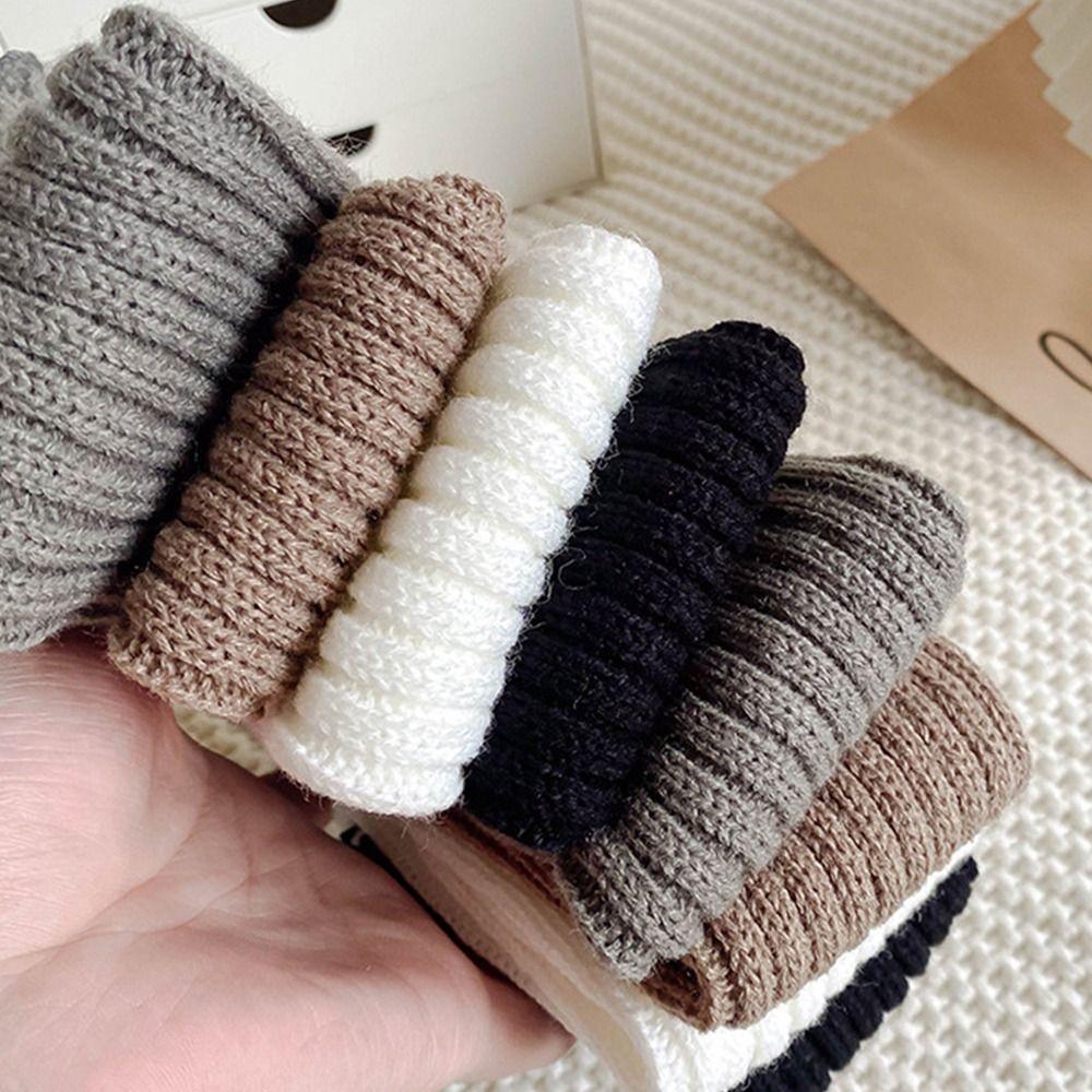 Soft Cotton Long Stockings Solid Color Pile Sock Sweet Knitted Socks  3-12 Year Children