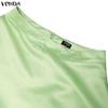 VONDA Women Back Zip-up Waist Smooth Ruffled Irregular Casual Thin Skirts Dress