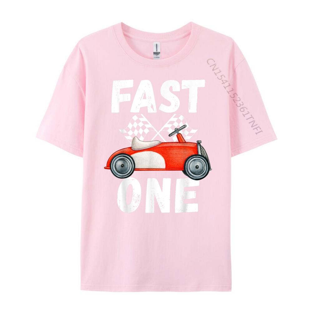 One Year Race Car 1st Birthday Fast One This Little Racer Mens Clothing 2025 Cheap Big Size Tee Shirt