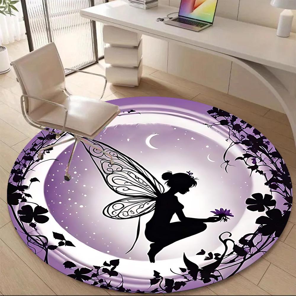 1pc Fairy Garden Office Round Area Rug, Indoor Mat Suitable ForOffice, Under Office Chairs Bedroom Living Room Home Decor, Room Deco, T145