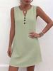 European & American Plus Size Women's V-Neck Sleeveless Button Dress 2026 - New Solid Color, Loose Fit