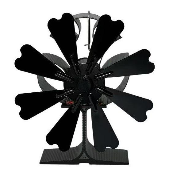Leaf Thermo-dynamic Aluminum Fireplace Fan: High-Temperature Resistant Rotating Heating Plate for Portable Thermal Energy Generation.