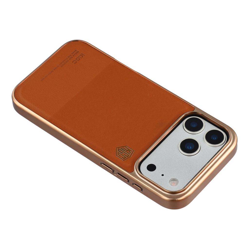 KIGC For iPhone 17 Pro Max Case PC + TPU + PU Electroplating Phone Cover