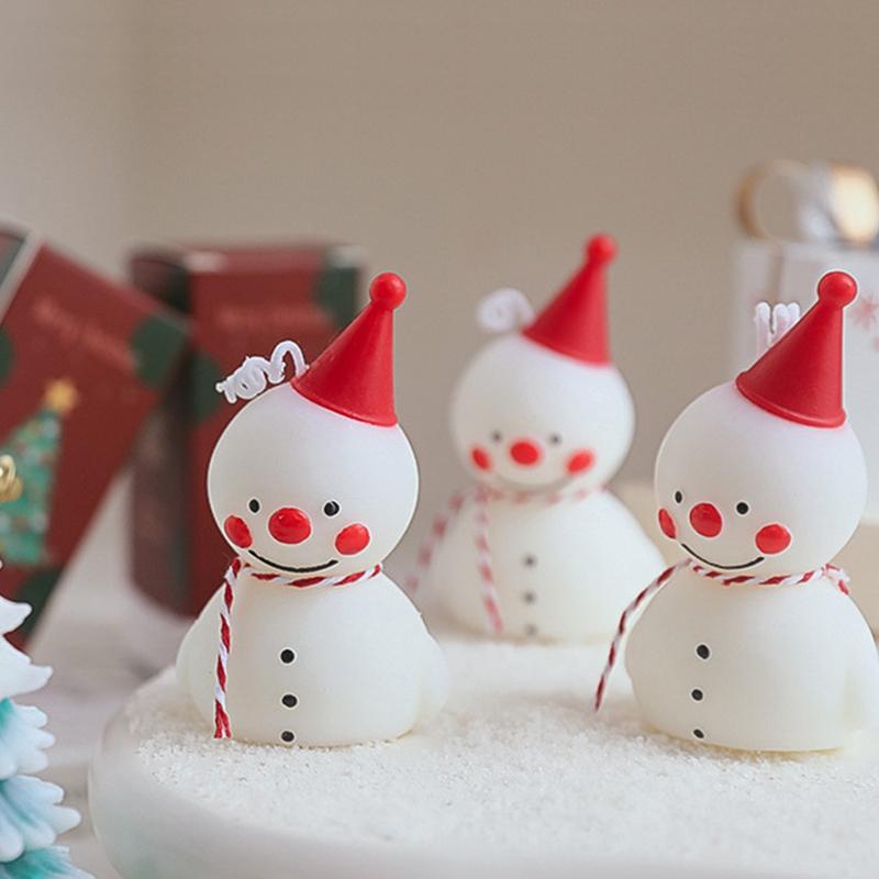 1PC Scented Candles Creative Cartoon Ornaments Photo Props Snowman Cute White Vintage Decorative Table Decoration Gifts