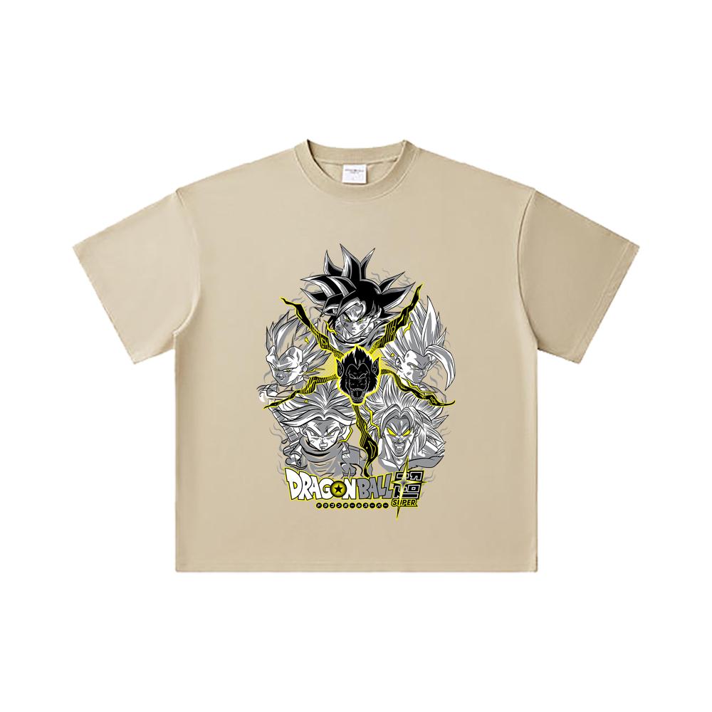 260 GSM Double Yarn 32 Count 100% Cotton Dragon Ball V49 Super Saiyan Print Unisex Heavy Cotton T Shirt