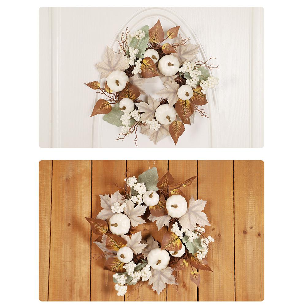 Fall Wreath Front Door Artificial Autumn Wreath Pumpkin Berry Branchesm Leaves Outdoor