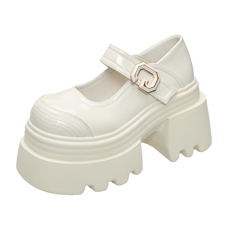 

Модные 10,5 см лаковые ботинки осенние ботинки на платформе и танкетке повседневные весенние туфли-лодочки Мэри Джейн женские туфли на высоком толстом каблуке брендовая обувь 34 бежевый