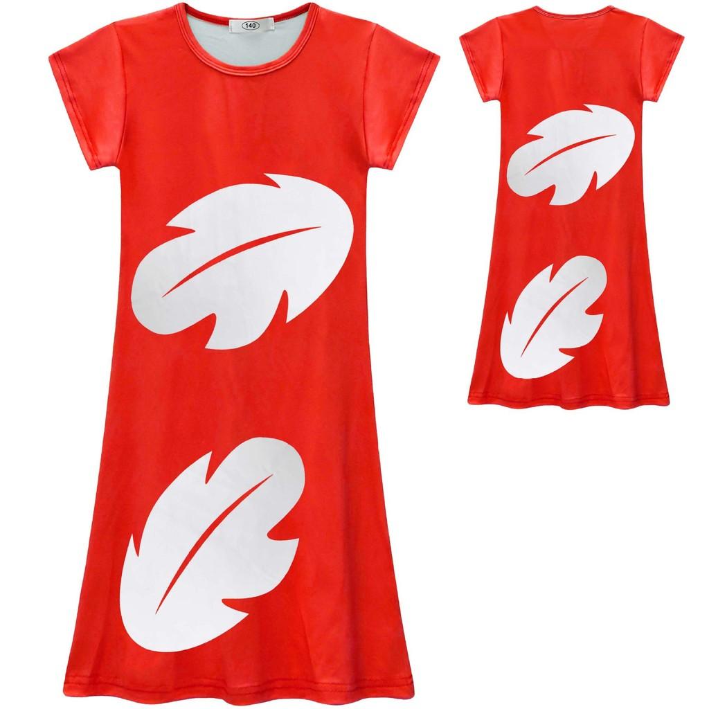 Vestito per Bambina Lilo e Stitch in Tessuto Poliestere con Stampa Astratta per Primavera Autunno Gioco
