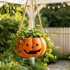 Versatile Tabletop Plant Vessel Pumpkin Shaped Hanging Pot, 4.3 Inch Lightweight Resin Flower Adjustable Decorative Container Rope Mini Pots