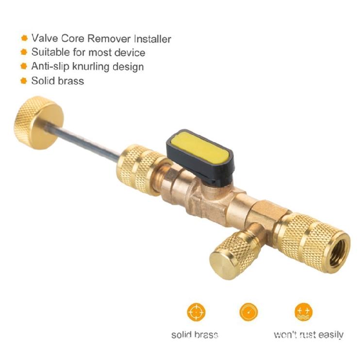 Adapter Remover Installer Tool with Double Size SAE 1/4 & 5/16 Port for R404A R407C R134A R32 R600 HVAC System