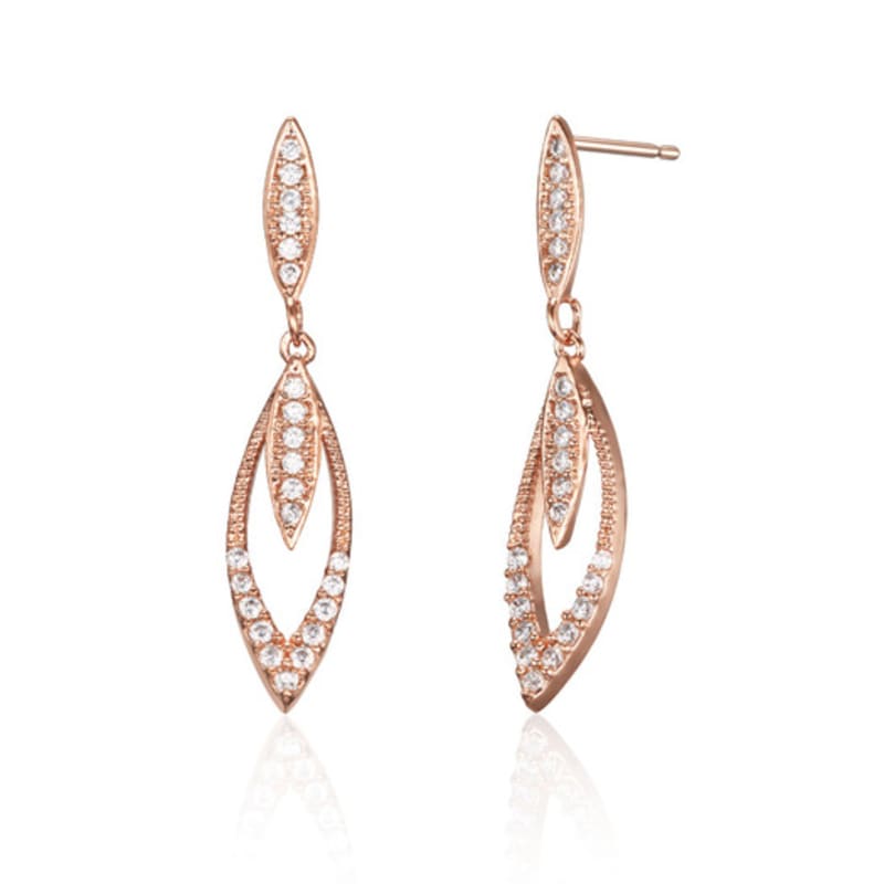 ELLE Jewelry 14K Gold Leaf Motif Two-Pin Long Earrings ELGPEE532