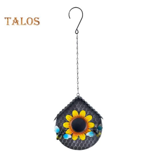 

Улей для птиц, наружные подвесные мини-соты, скворечники с орнаментом в виде подсолнуха, металлическое гнездо для диких птиц для украшения газона в саду чёрный