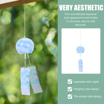 Japanese Style Marbling Pattern Wind Chime Pendant Glass Wind Chime Hanging Ornament