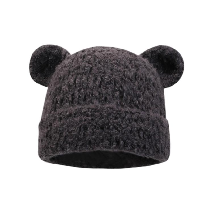 Knitted Brimless Bear Ear Hat for Outdoor Activity Windproof Winter Breathable Hat All Matching Warm Hat for Women Teens