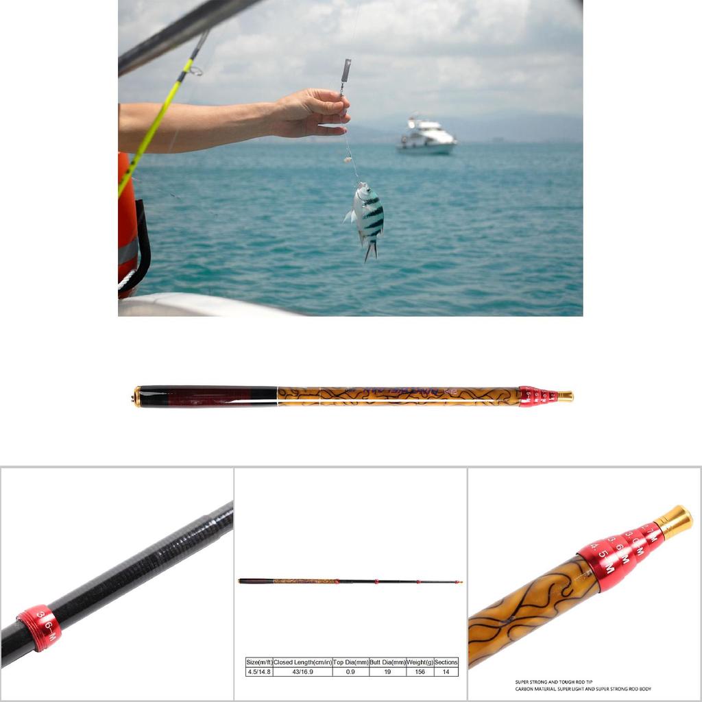 Portable Carbon Fiber Fishing Rods Ultra Light Telescopic Positioning Hand Rod(4.5m)