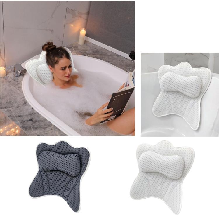 Bath Pillow Bathtubs Cushion Ergonomic Curvatures Head Neck Supports Breathable Meshes Machine Washable Cover
