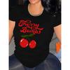 Women's Cherry 3D Printed Short Sleeve Summer Breathable Simple Personalized T-shirt