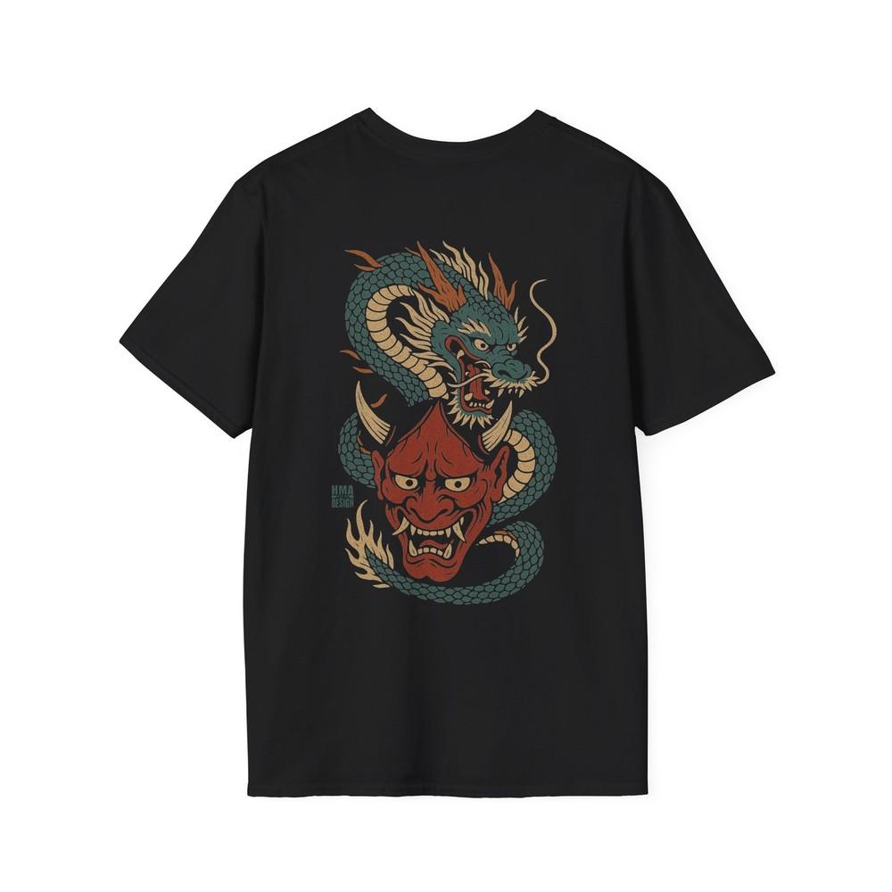 Japanese Dragon Hannya Mask T-Shirt Unisex Tee Mythical Creature Shirt Unisex T-Shirt XL