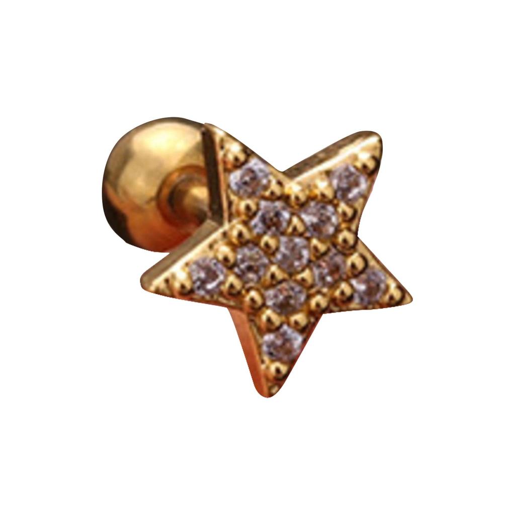 Titanium Steel & Stainless Steel Post Crown Ear Studs With Micro-Pavé Zircon - Screw-Back Ball Fashion Earrings For Western Piercing Jewelry